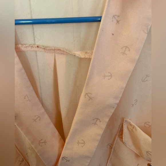 Katia Sheer Peach Faux Wrap Anchor Print Tank Top Size Small - Picture 4 of 6